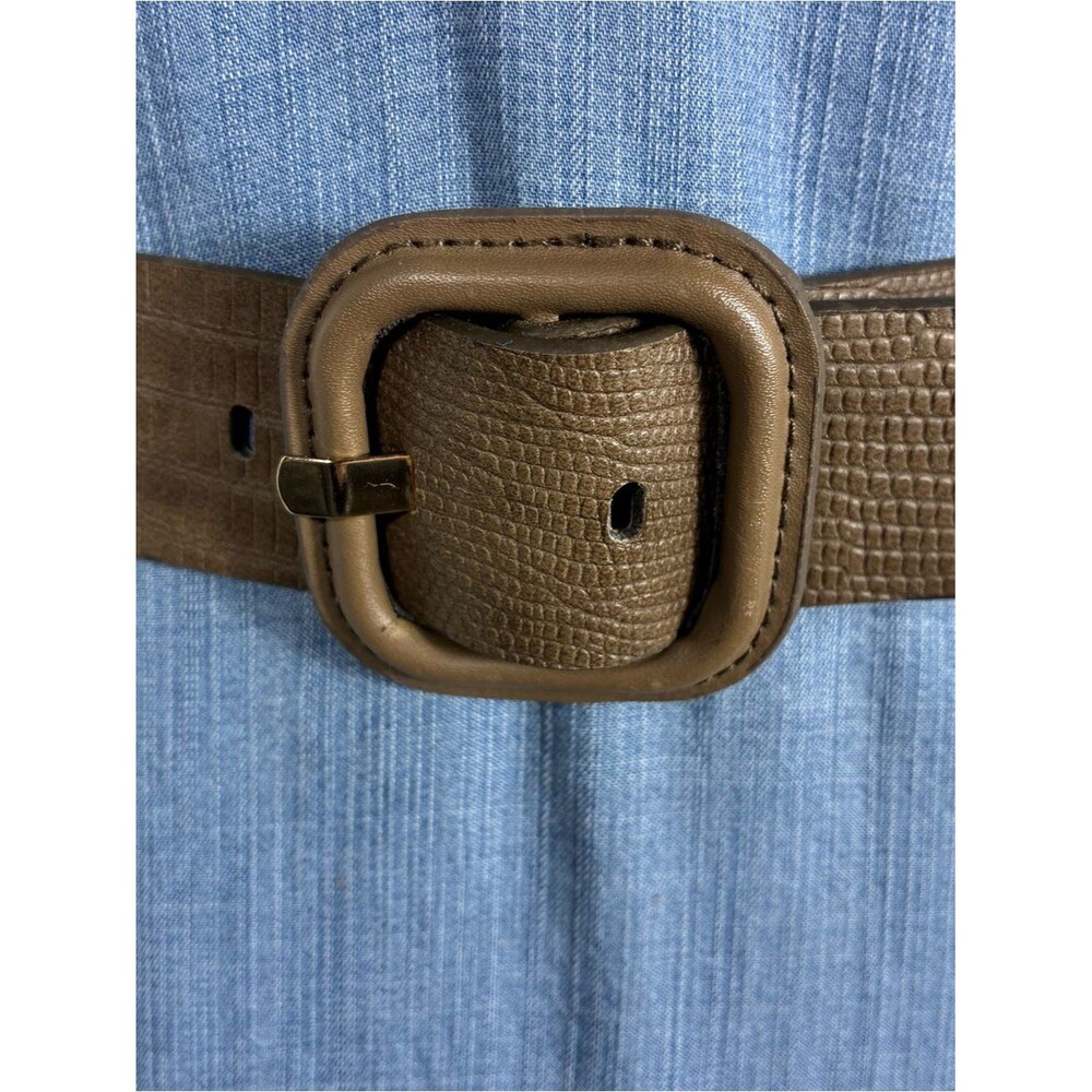 Womens belt taupe color faux leather 33” long work school Corpcore